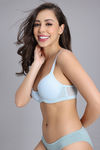 Zivame Padded Non Wired Medium Coverage Tshirt Bra - Light Blue — thumbnail 3